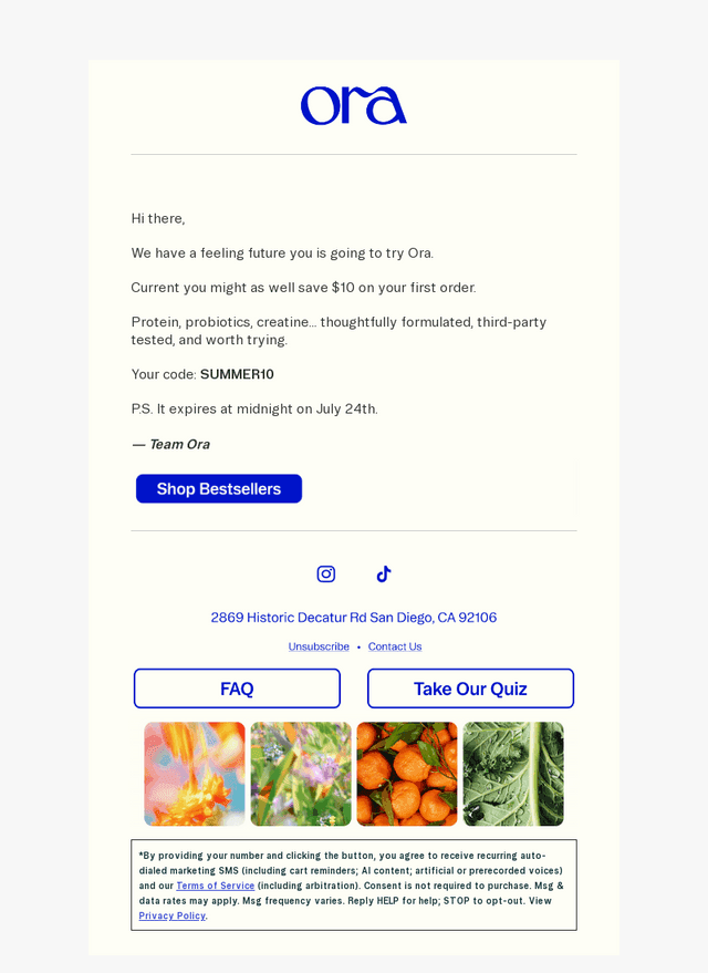 $10 off to try Ora