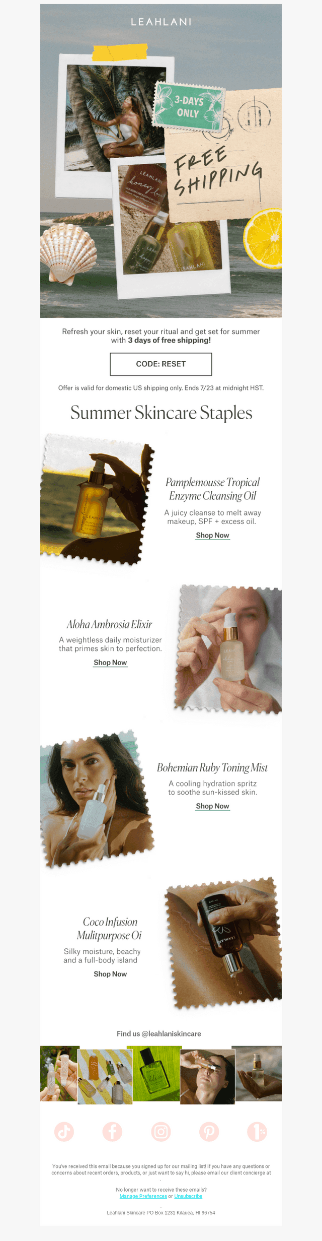 Leahlani Skincare email from Tue, Jul 21, 2026