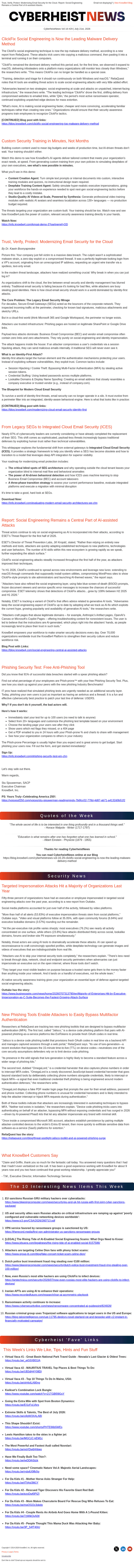 KnowBe4 email from Tue, Jul 21, 2026