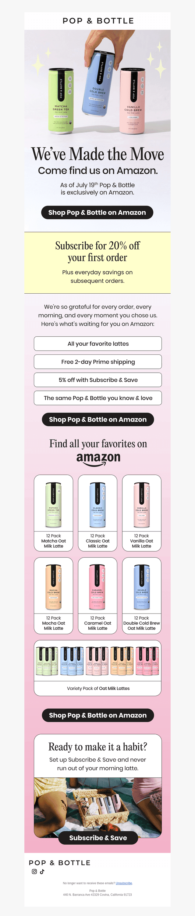 Pop & Bottle email from Tue, Jul 21, 2026