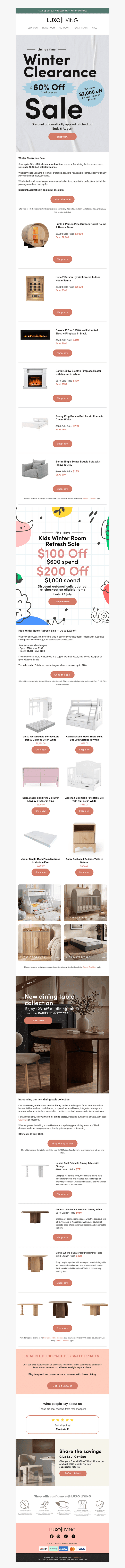 Luxo Living email from Tue, Jul 21, 2026