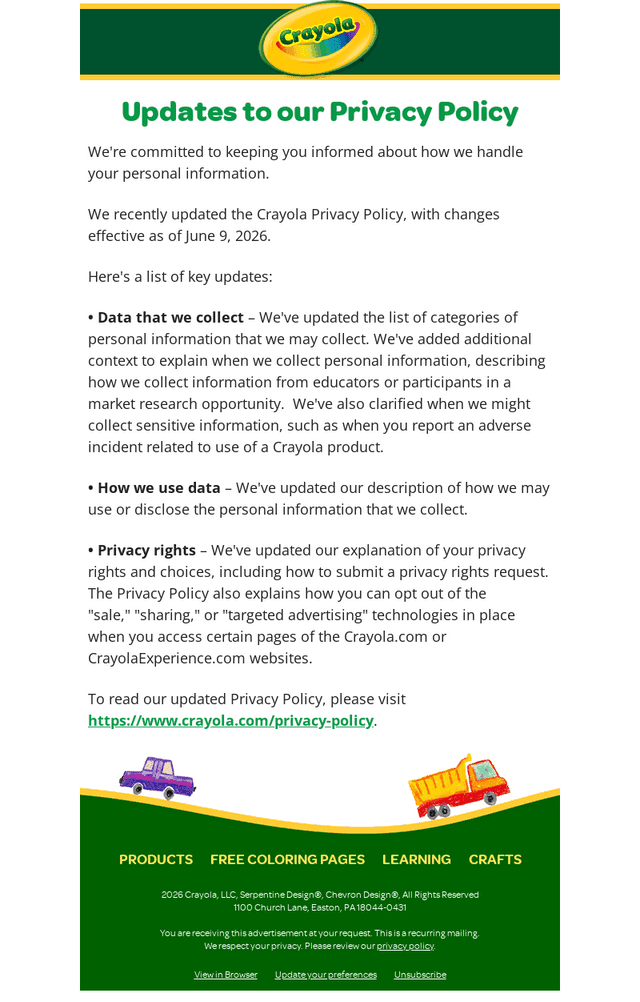 Updates to our Privacy Policy