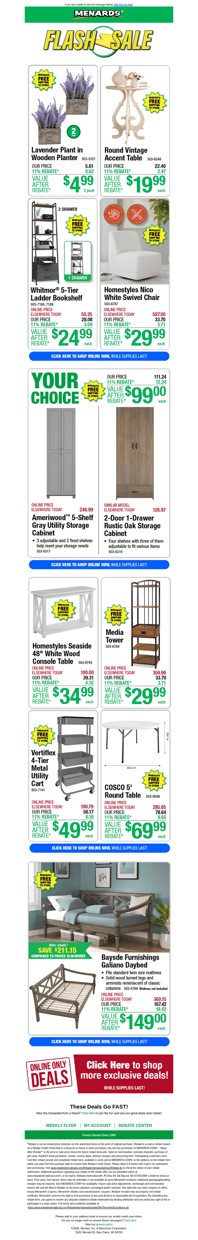 Menards email from Wed, Jul 22, 2026