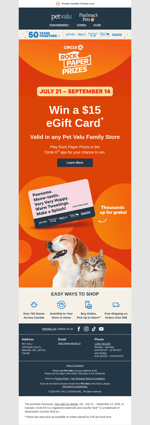 Pet Valu email from Wed, Jul 22, 2026