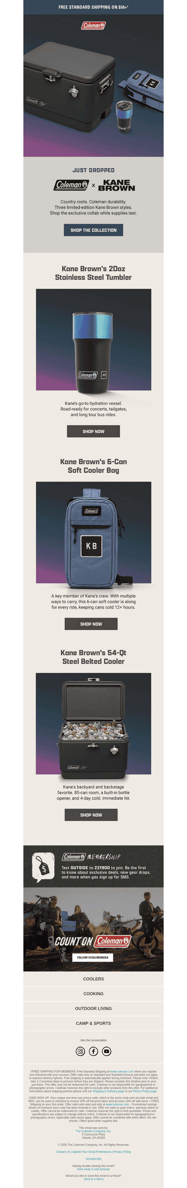 Kane Brown x Coleman has ARRIVED