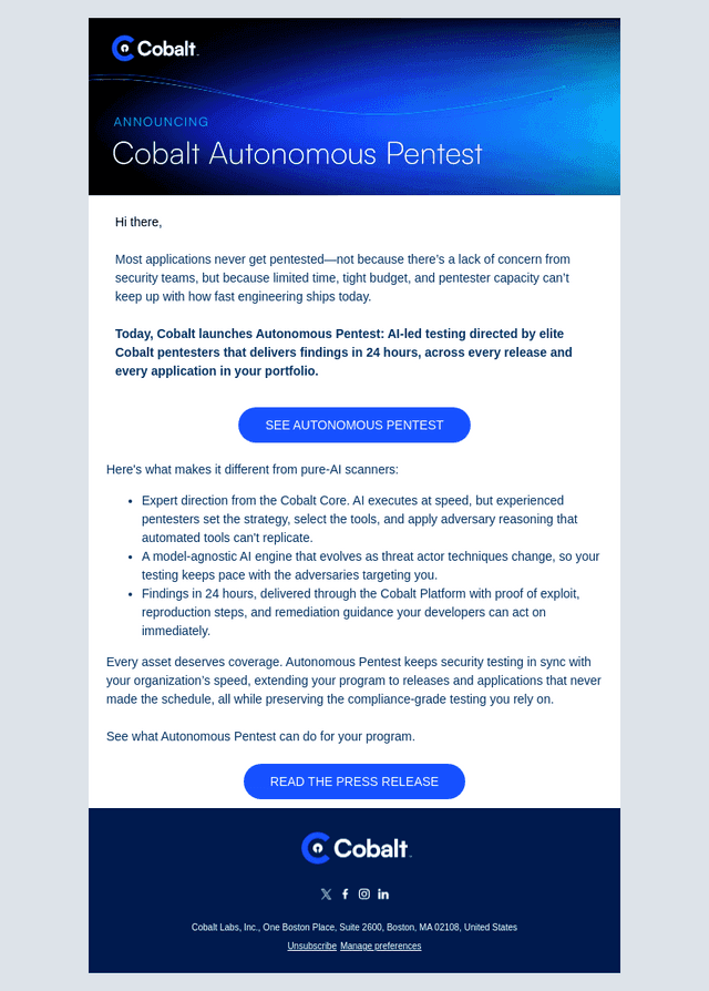 Cobalt email from Thu, Jul 23, 2026