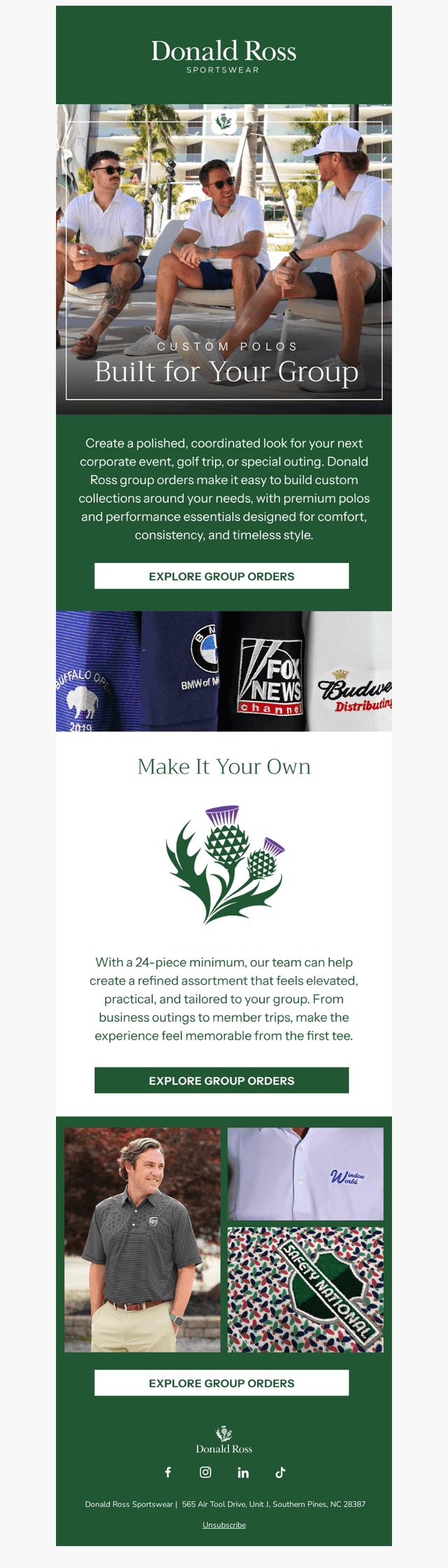 Donald Ross Sportswear email from Thu, Jul 23, 2026
