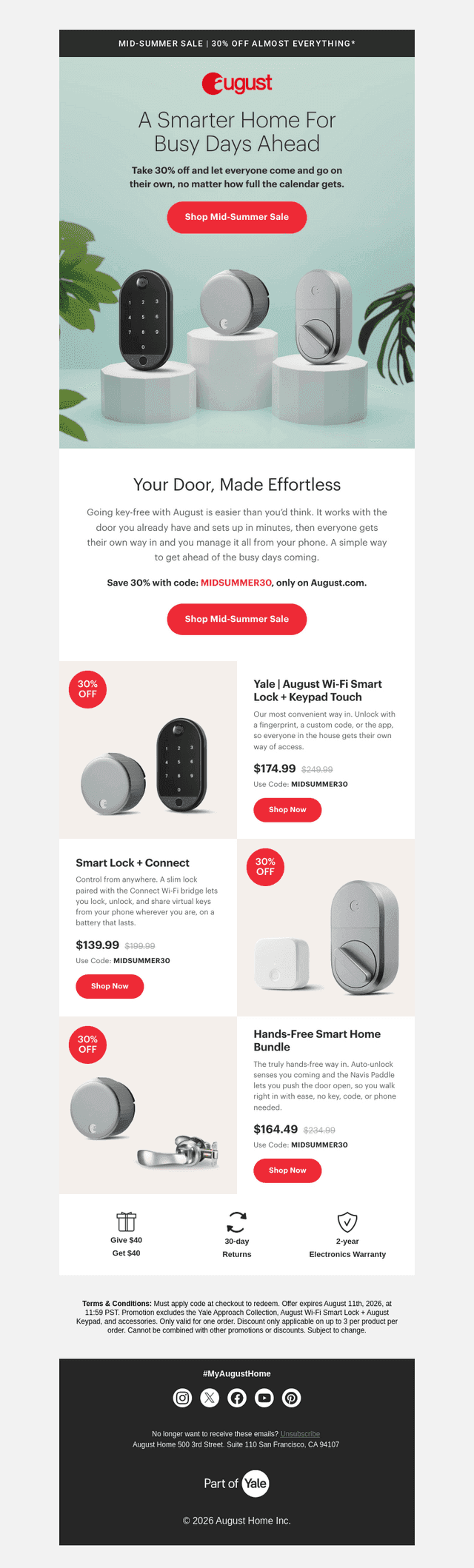 August Home email from Thu, Jul 23, 2026