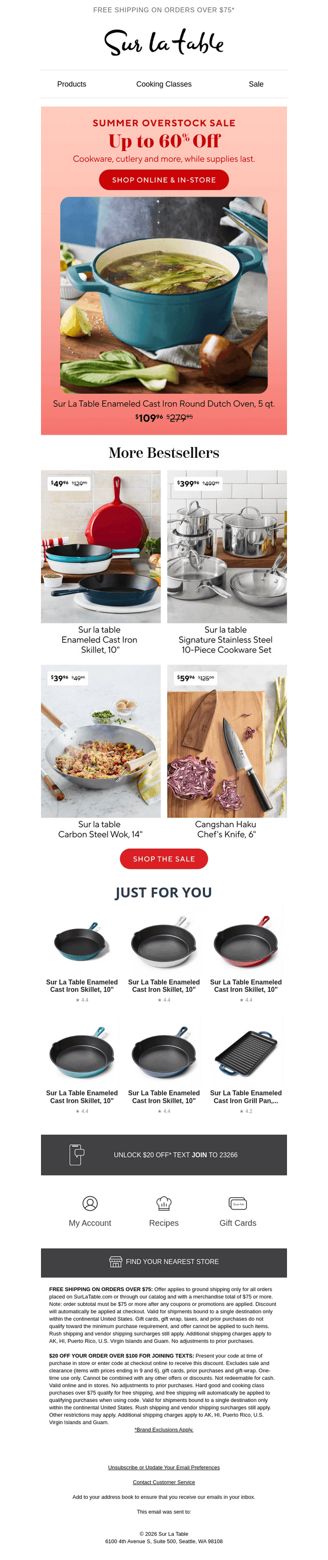 Sur La Table email from Fri, Jul 24, 2026