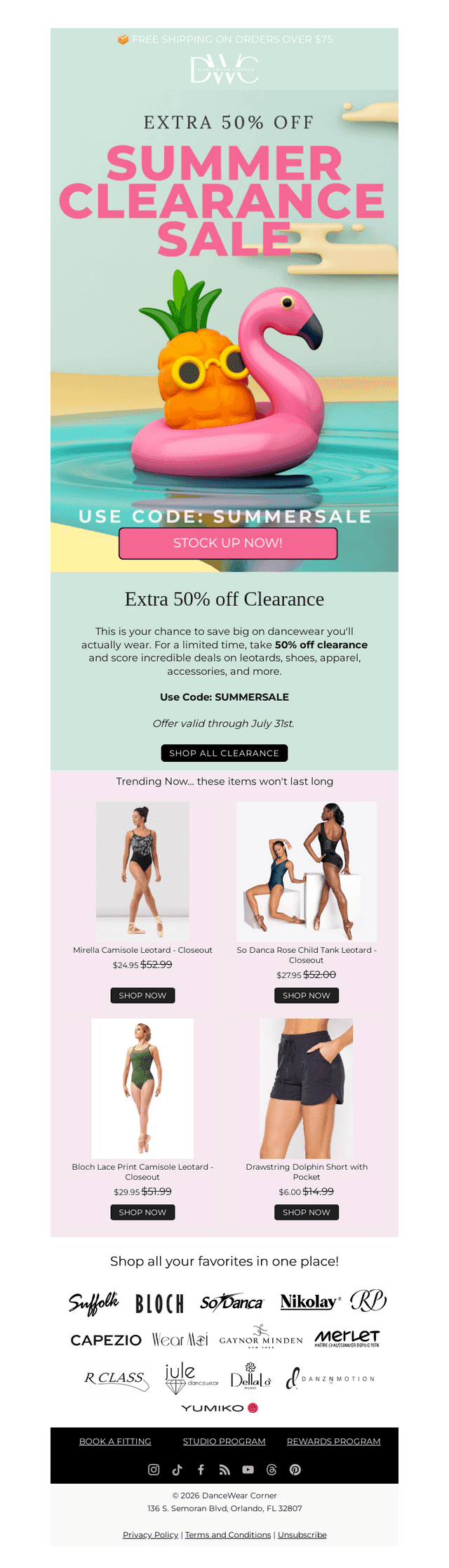DanceWear Corner email from Fri, Jul 24, 2026