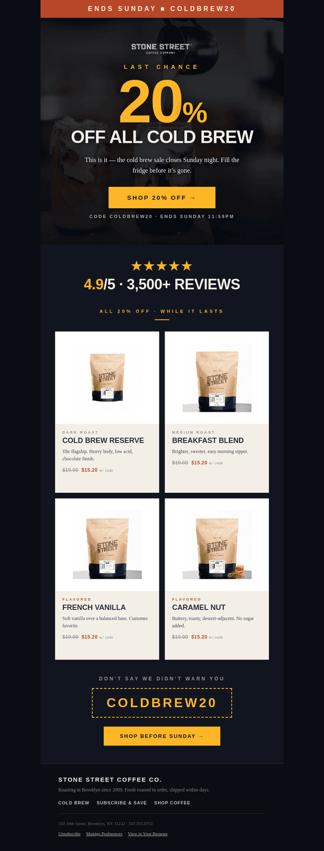 🚨 Final days — 20% OFF all cold brew