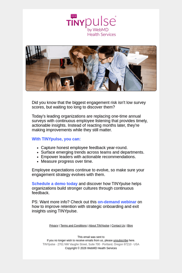 TINYpulse email from Fri, Jul 24, 2026