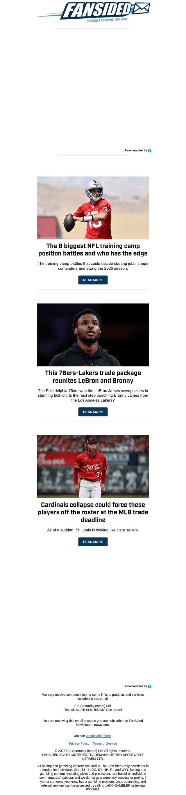 FanSided email from Sun, Jul 26, 2026