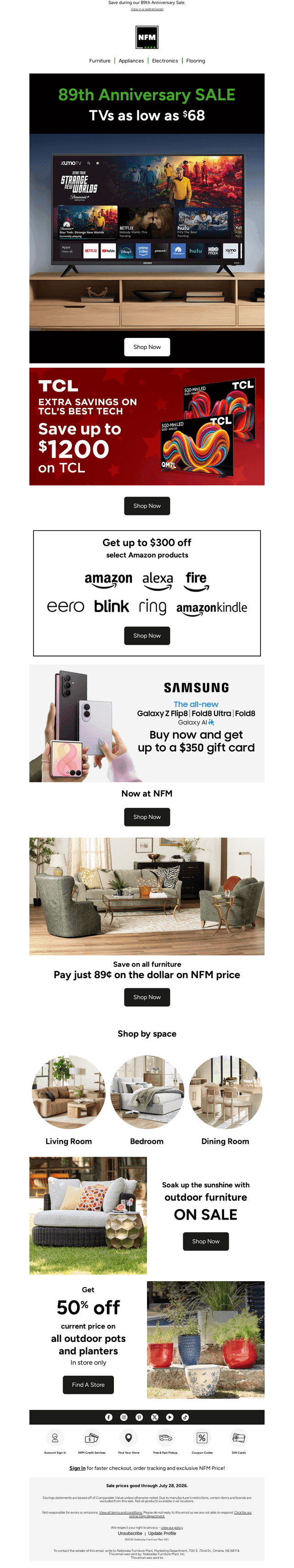 Nebraska Furniture Mart email from Sun, Jul 26, 2026