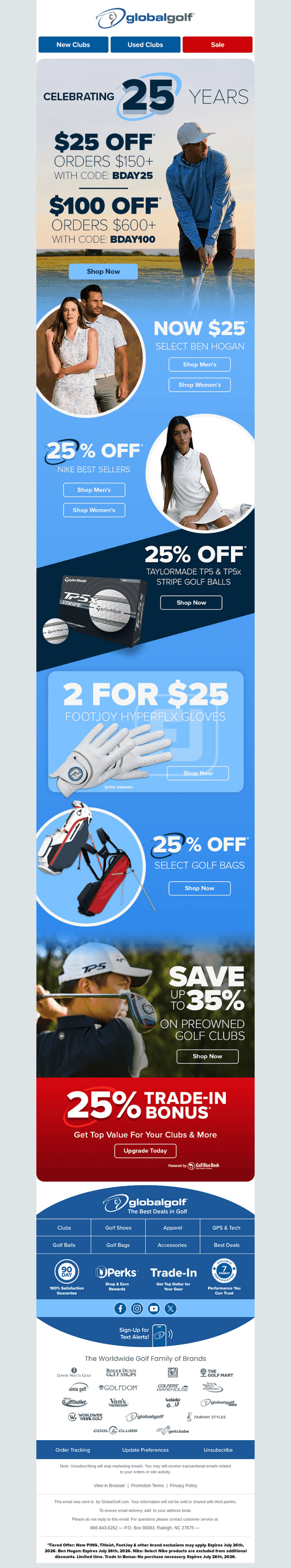 GlobalGolf email from Sun, Jul 26, 2026