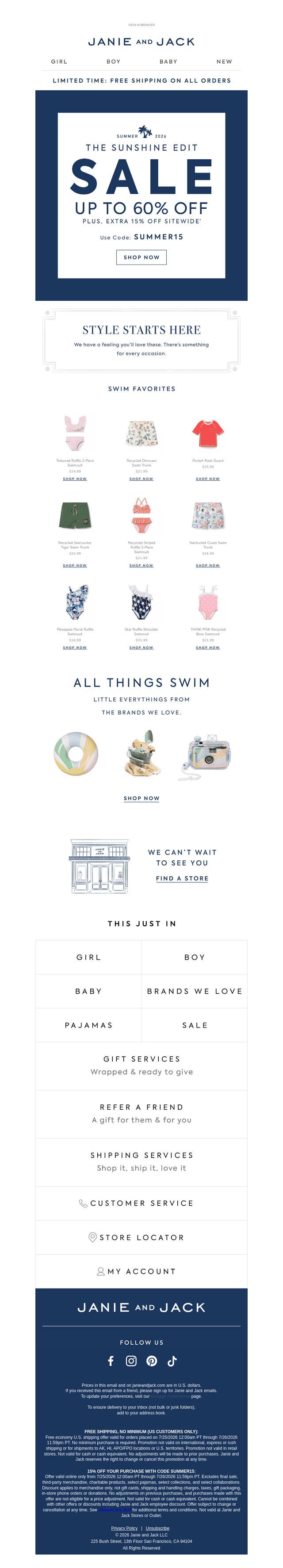 Don't miss it: free shipping + use code SUMMER15