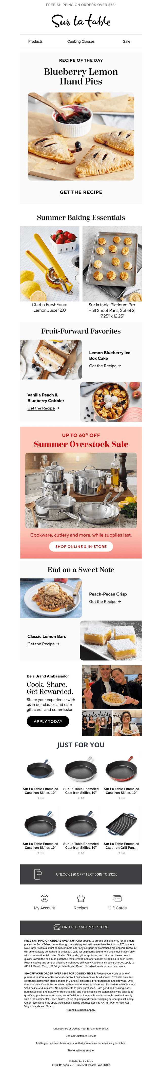 Sur La Table email from Sun, Jul 26, 2026