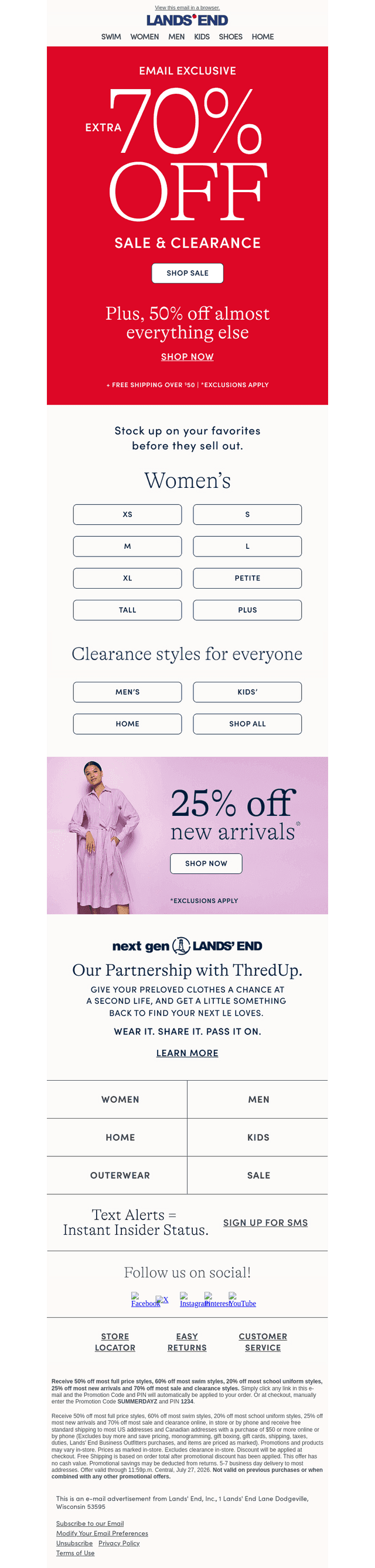 Extra 70% off clearance, just for subscribers!