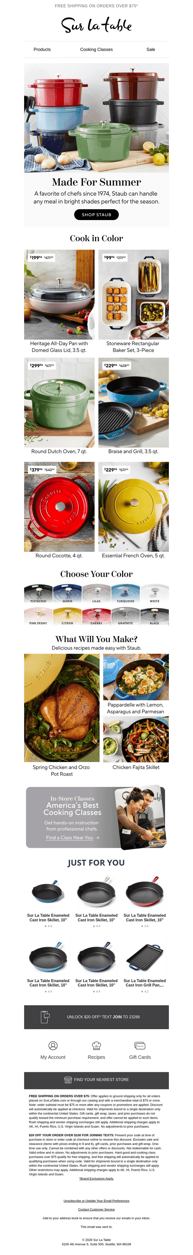 Sur La Table email from Mon, Jul 27, 2026