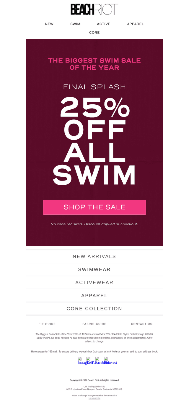 Don't Wait 🏃‍♀️ 25% OFF ALL SWIM