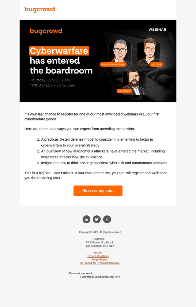 Bugcrowd email from Mon, Jul 27, 2026