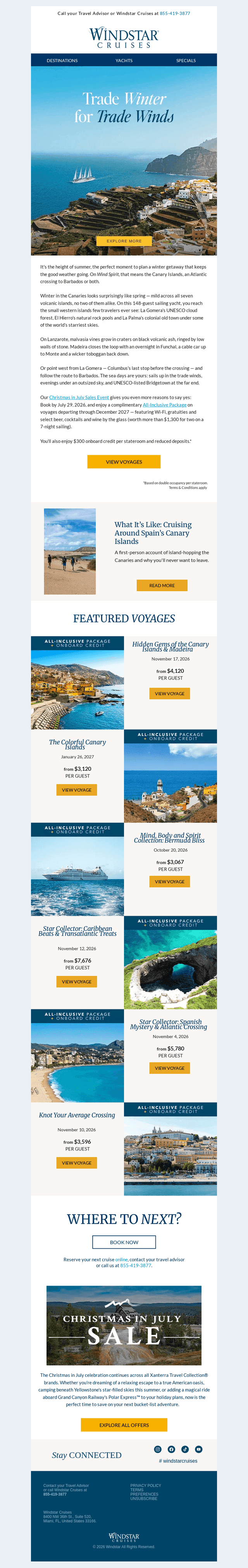 Windstar Cruises email from Mon, Jul 27, 2026