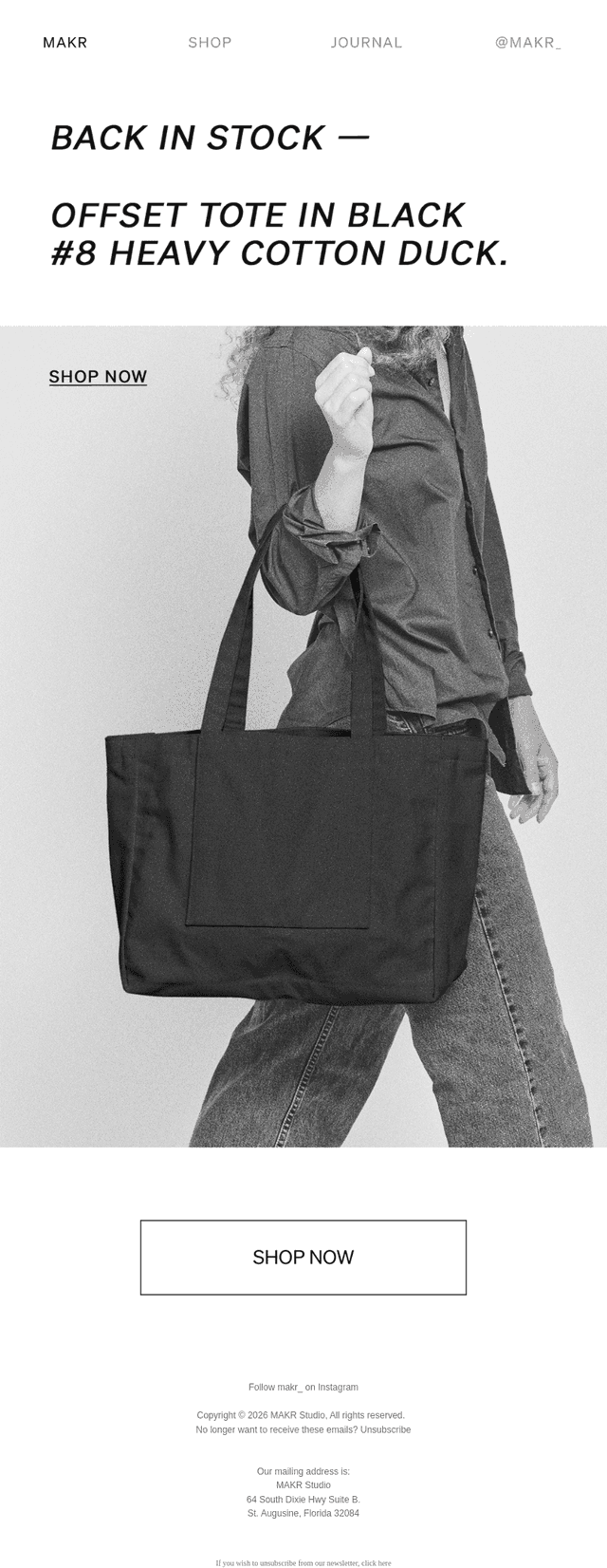 MAKR Carry Goods email from Tue, Jul 28, 2026