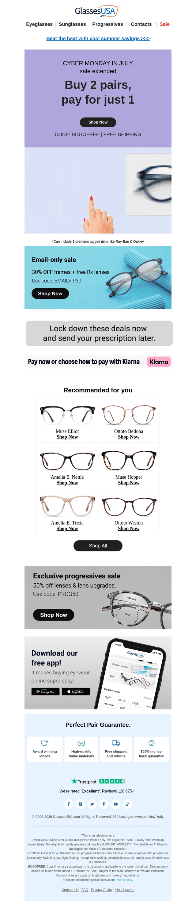 Glasses USA email from Tue, Jul 28, 2026