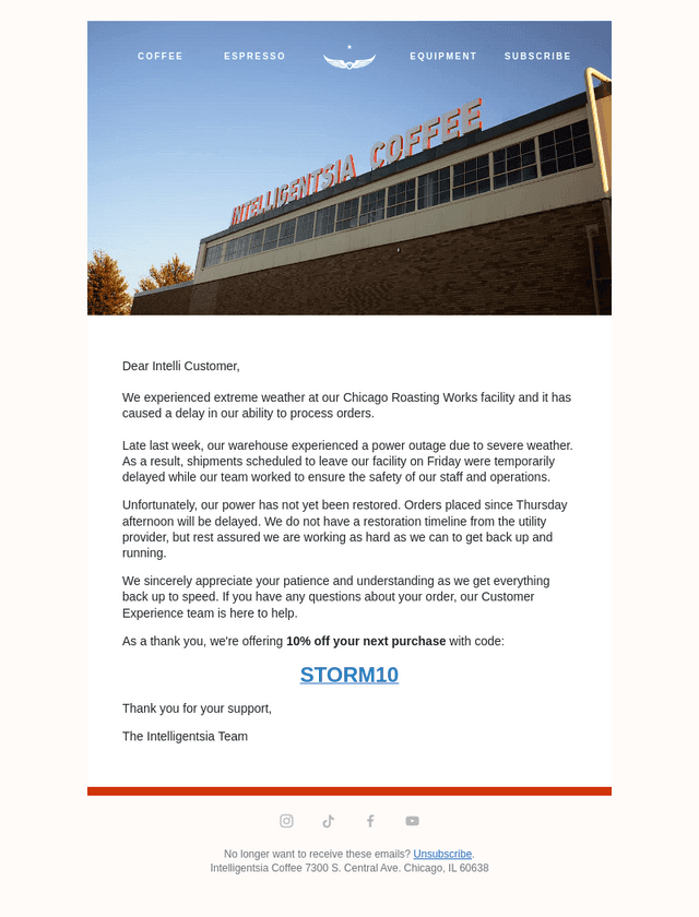 Intelligentsia Coffee email from Tue, Jul 28, 2026