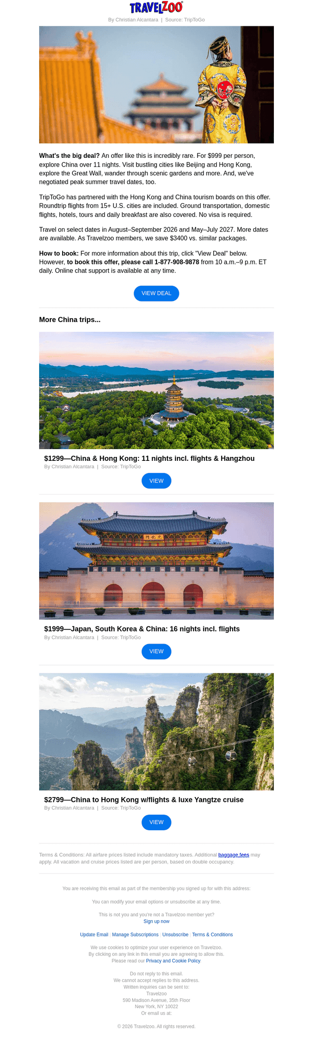 Travelzoo email from Tue, Jul 28, 2026