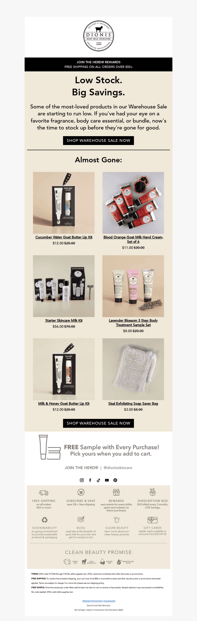 Dionis Goat Milk Skincare email from Tue, Jul 28, 2026
