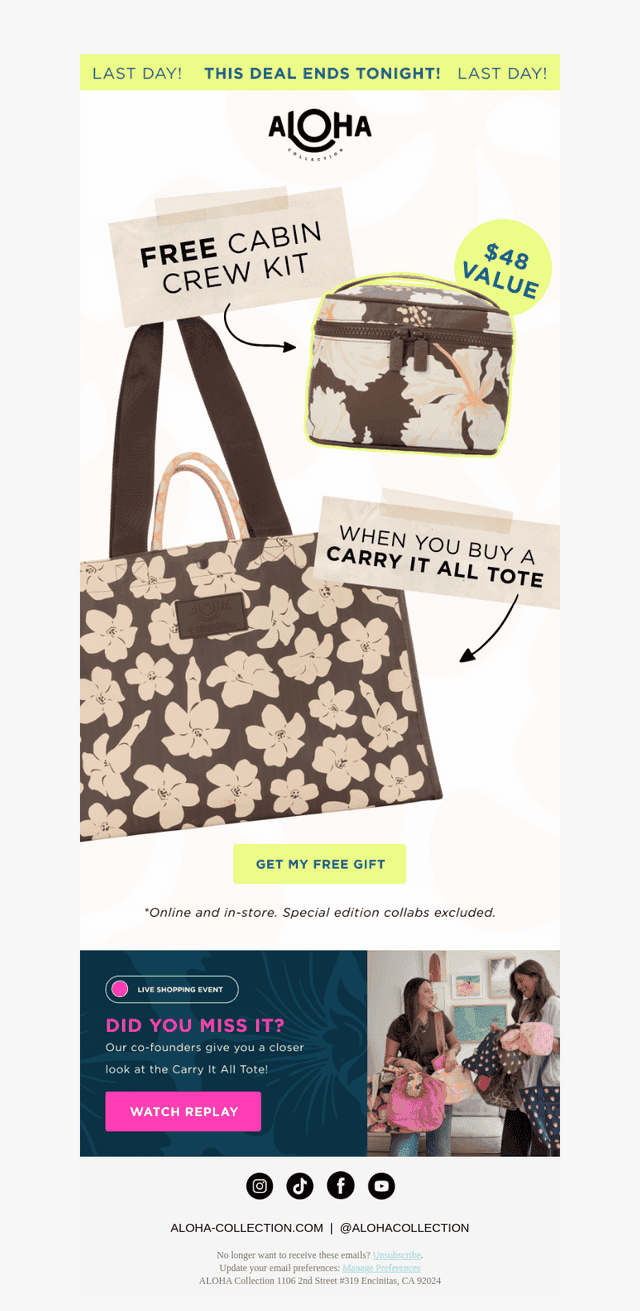 ALOHA Collection email from Tue, Jul 28, 2026