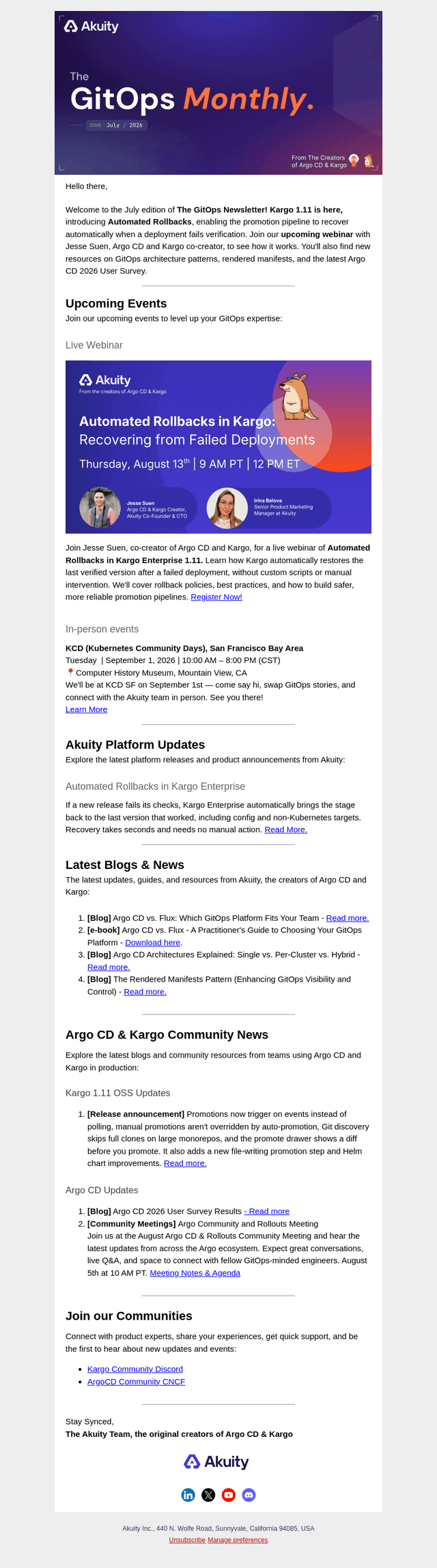 Akuity email from Tue, Jul 28, 2026