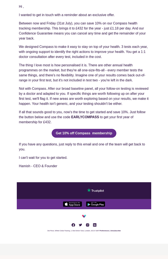 Thriva email from Tue, Jul 28, 2026