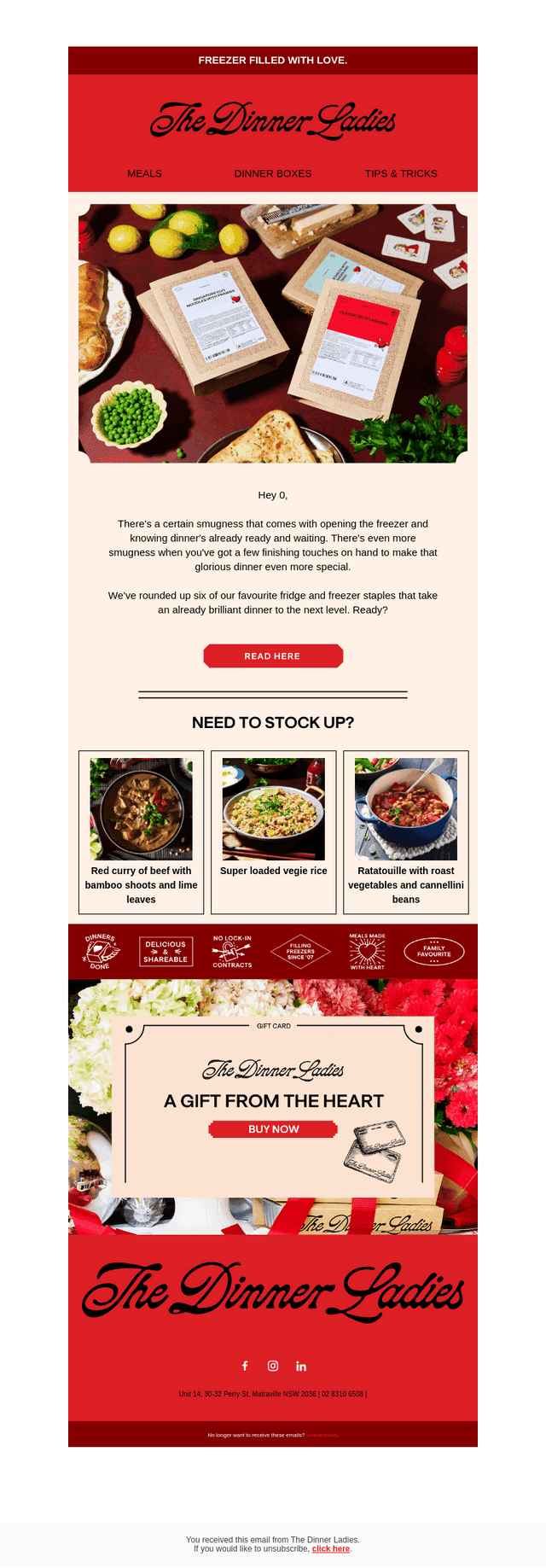 The Dinner Ladies email from Wed, Jul 29, 2026