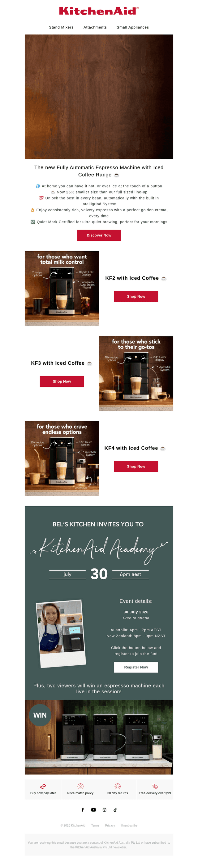 KitchenAid Australia & New Zealand email from Wed, Jul 29, 2026