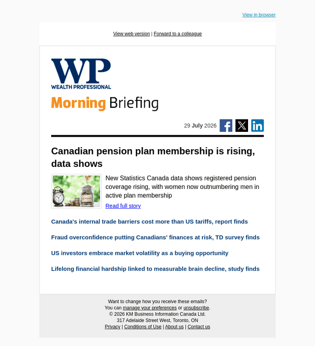 Wealth Professional email from Wed, Jul 29, 2026