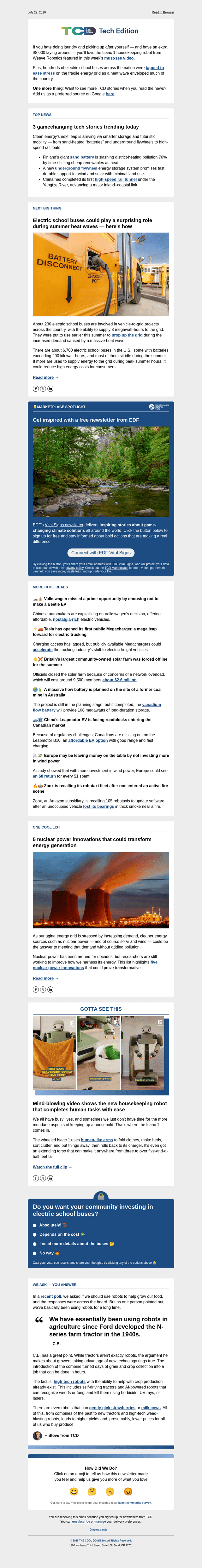 The Cool Down email from Wed, Jul 29, 2026