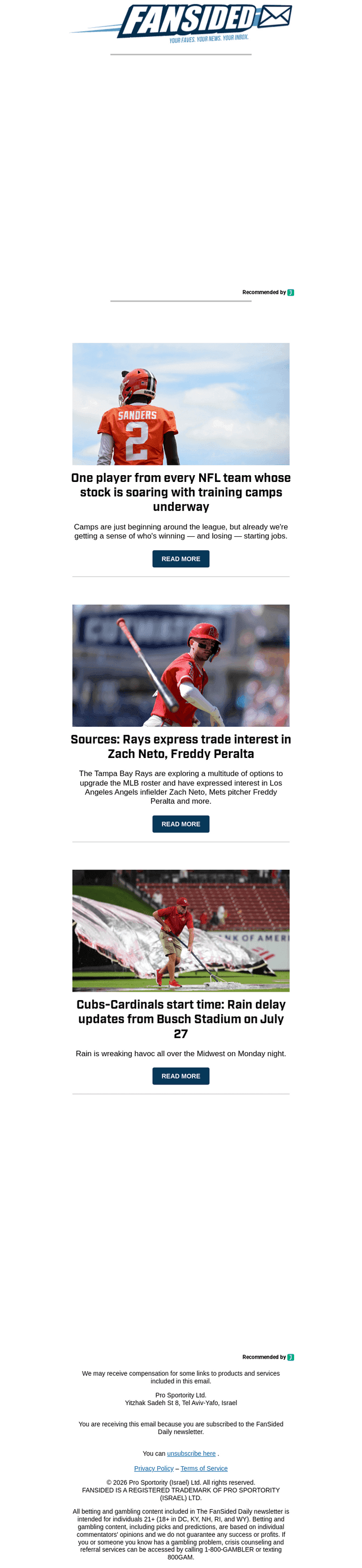 FanSided email from Wed, Jul 29, 2026