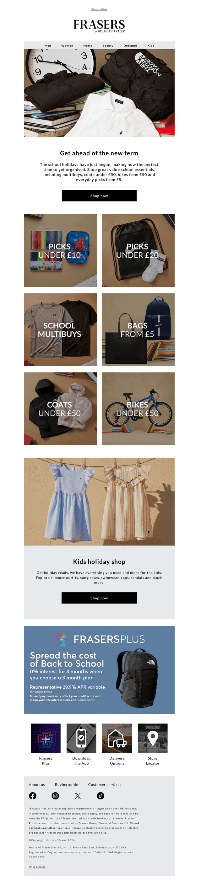 House of Fraser email from Wed, Jul 29, 2026
