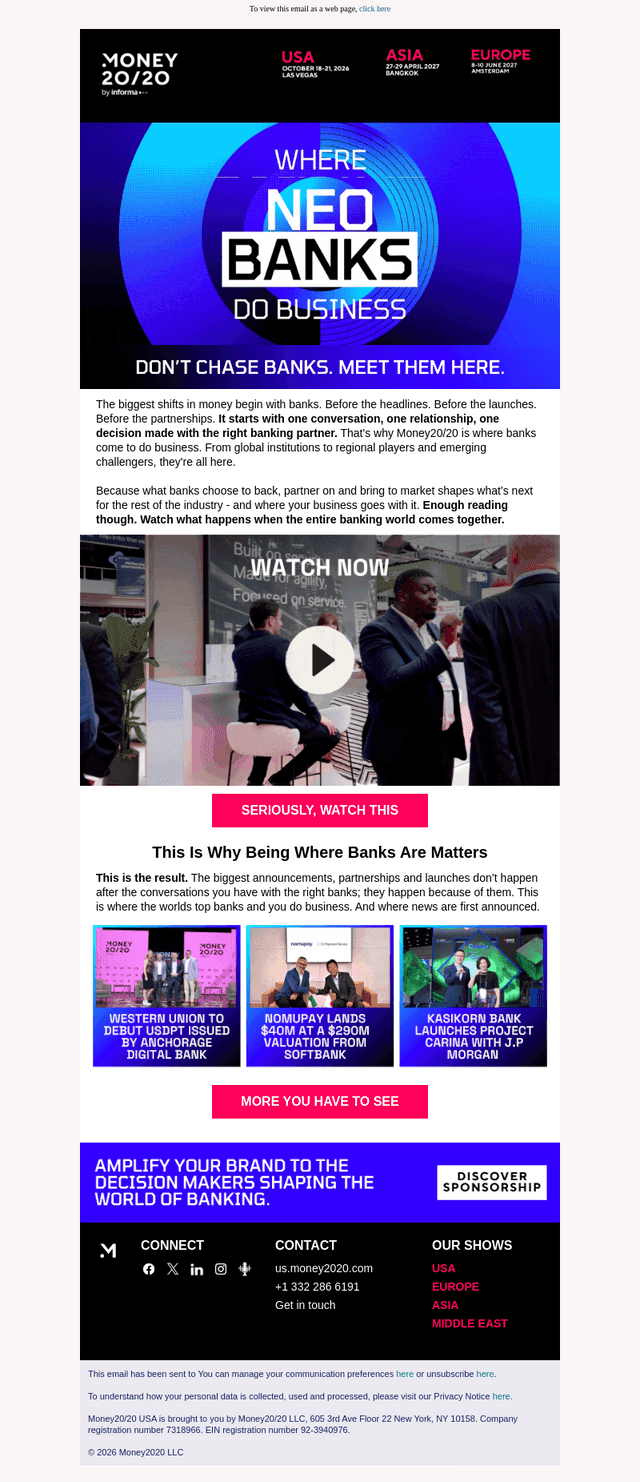 Money20/20 email from Thu, Jul 30, 2026