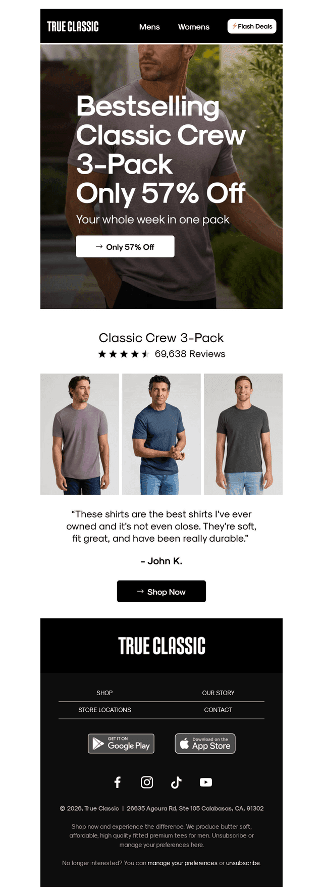 While Stock Lasts: Classic Crew Only 57% Off