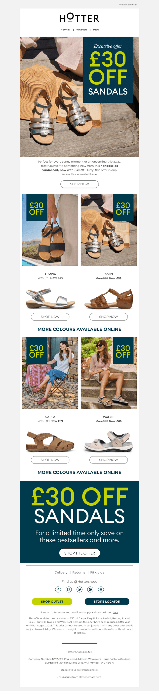 £30 off bestselling sandals