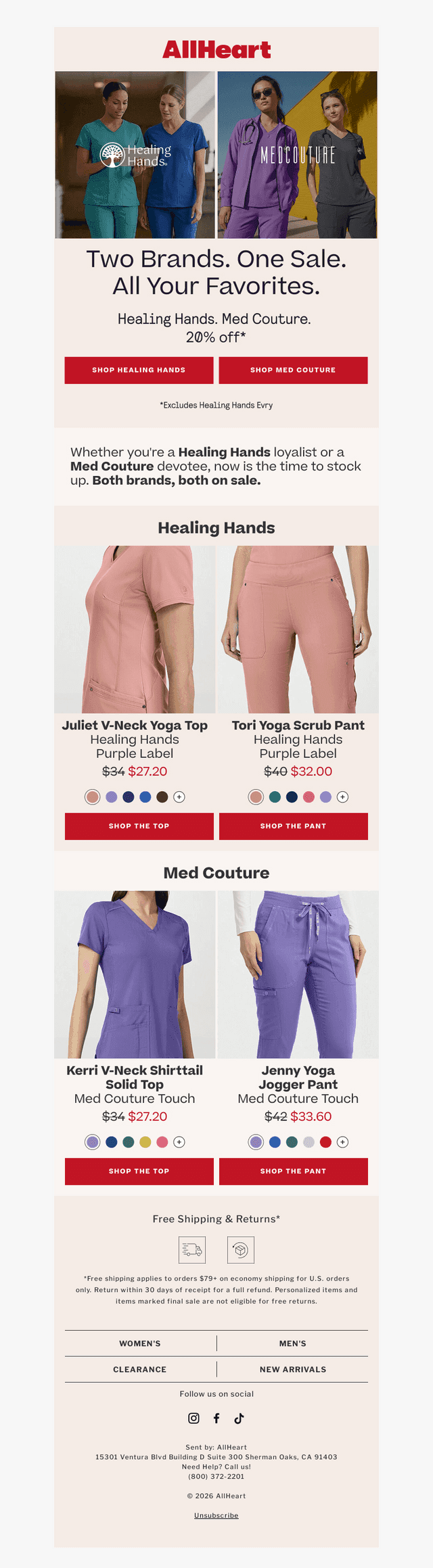 Healing Hands & Medcouture — both 20% off
