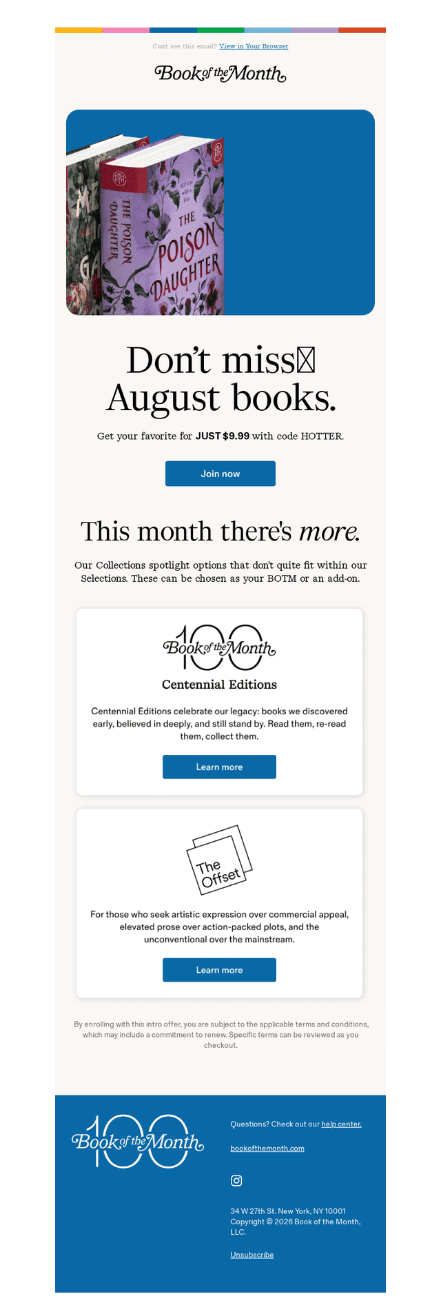 Book of the Month email from Thu, Jul 30, 2026