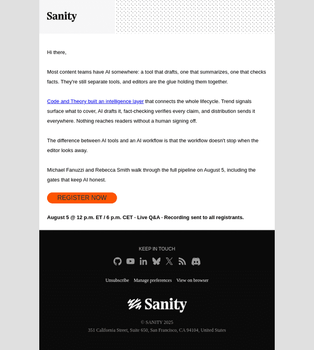 Sanity email from Thu, Jul 30, 2026