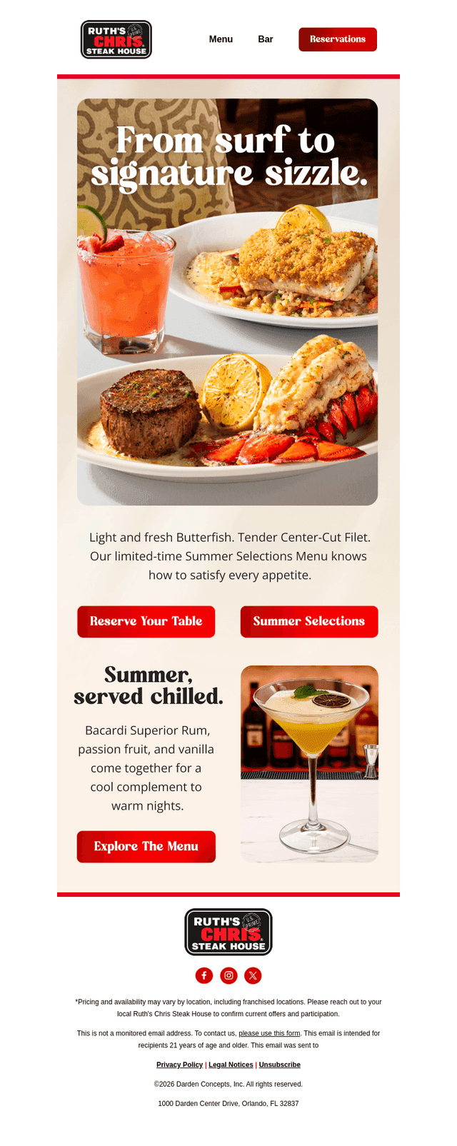 Ruth's Chris email from Thu, Jul 30, 2026