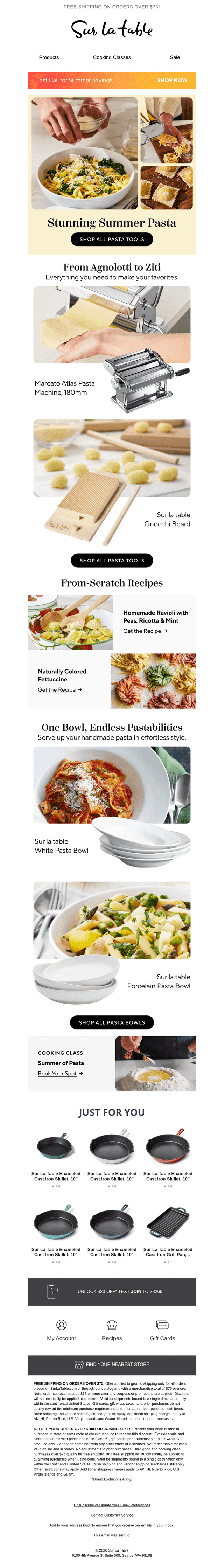 Sur La Table email from Thu, Jul 30, 2026