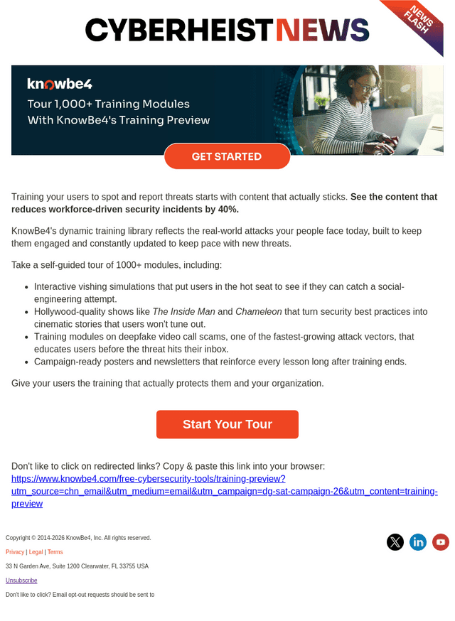 KnowBe4 email from Thu, Jul 30, 2026