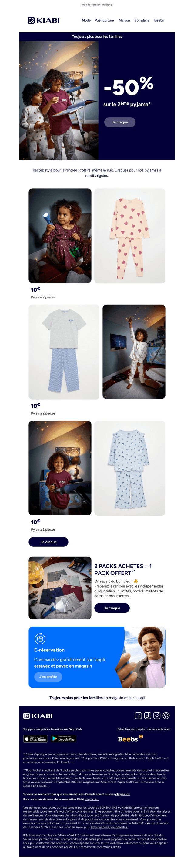 -50% sur le 2ème pyjama 💤